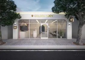 아치형 파사드가 돋보이는 모던 뷰티샵 외관 디자인